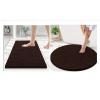 imageSmiry Chenille Bathroom Rugs 24x16 and Round 30x30 Extra Soft and Absorbent Shaggy Bath Mat Machine Washable NonSlip Plush Carpet Brown