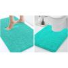 imageSmiry Chenille Bathroom Rugs 24x16 and UShaped Toilet Bath Rugs 24x20 Extra Soft and Absorbent Shaggy Bath Mat Machine Washable NonSlip Plush Carpet Turquoise