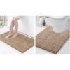 imageSmiry Chenille Bathroom Rugs 36x24 and UShaped Toilet Bath Rugs 24x20 Extra Soft and Absorbent Shaggy Bath Mat Machine Washable NonSlip Plush Carpet Beige