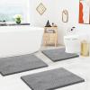 imageSmiry Chenille Bathroom Rugs and Mats Set of 3 Non Slip Absorbent Shaggy Bath Rug for Tub Shower and Bath Room 36x 2430x 20UShaped 24 x20 Grey