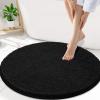 imageSmiry Luxury Chenille Round 30x30 Extra Soft and Absorbent Shaggy Bathroom Mat Rugs Machine Washable NonSlip Plush Carpet for Tub Shower and Bath Room Black