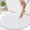 imageSmiry Luxury Chenille Round 30x30 Extra Soft and Absorbent Shaggy Bathroom Mat Rugs Machine Washable NonSlip Plush Carpet for Tub Shower and Bath Room White