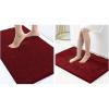 imagesmiry Luxury Chenille Bath Rug Set 2 Piece Extra Soft and Absorbent Shaggy Bathroom Mat Rugs Machine Washable NonSlip Plush Carpet Runner for Tub Shower and Bath Room24x1636x24Burgundy