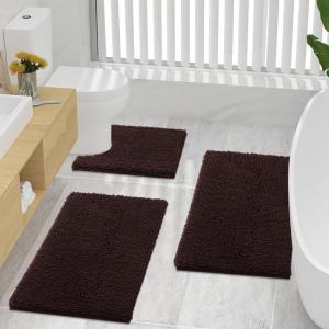 imageSmiry Bathroom Mats and UShaped Toilet Rug Set Machine Wash Dry Non Slip Absorbent Shaggy Bath Rug for Bath Room Shower and Tub 30 x 2024 x 16 U Shaped 20 x 24 Brown