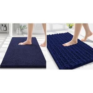 imageSmiry Bathroom Rugs 30X2030X20 Extra Soft Absorbent Shaggy Chenille Bath Mats Machine Washable Dry Quickly NonSlip Plush for Tub Shower and Floor Home Decor Accessories Navy Blue