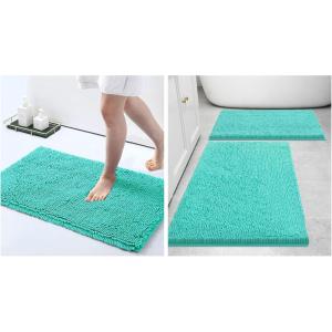 imageSmiry Bathroom Rugs and Mats Set of 3 Non Slip Absorbent Shaggy Bath Rug for Tub Shower and Bath Room 30x 2030x 2024 x16 Turquoise