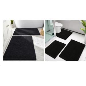 imageSmiry Bathroom Rugs and Mats Set of 5 Non Slip Absorbent Shaggy Bath Rug for Tub Shower and Bath Room 30x2024x1630x2024x1624x20 Black