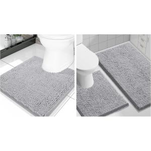 imageSmiry Chenille Bathroom Rugs 30x20 and UShaped Toilet Bath Rugs 20x2024x20 Extra Soft and Absorbent Shaggy Bath Mat Machine Washable NonSlip Plush Carpet Grey