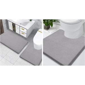 imageSmiry Chenille Bathroom Rugs 30x20 and UShaped Toilet Bath Rugs 24x2020x20 Extra Soft and Absorbent Shaggy Bath Mat Machine Washable NonSlip Plush Carpet Grey