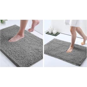 imageSmiry Chenille Bathroom Rugs 30x2024x16 Extra Soft and Absorbent Shaggy Bath Mat Machine Washable NonSlip Plush Carpet Dark Grey