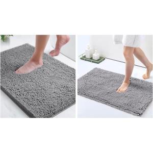 imageSmiry Chenille Bathroom Rugs 30x2024x16 Extra Soft and Absorbent Shaggy Bath Mat Machine Washable NonSlip Plush Carpet Grey