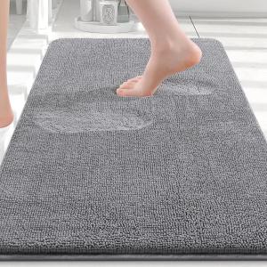 imageSmiry Memory Foam Bath Mat 30x20 Extra Soft and Absorbent Chenille Bathroom Rugs Non Slip Machine Washable Carpet for Bathroom Floor Tub Shower Home Decor Accessories Shower and Tub GreyGrey