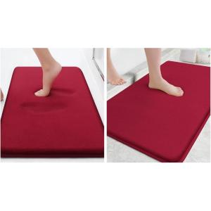 imageSmiry Memory Foam Bath Mat Set 24x16 30x20 Super Soft Absorbent Bathroom Rugs Non Slip Bath Rug Runner for Bathroom Floors Burgundy