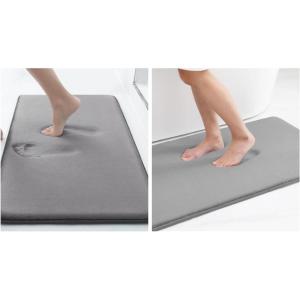 imageSmiry Memory Foam Bath Mat Set 24x16 36 x 24 Super Soft Absorbent Bathroom Rugs Non Slip Bath Rug Runner for Bathroom Floors Grey