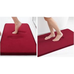 imageSmiry Memory Foam Bath Mat Set 24x16 36x24 Super Soft Absorbent Bathroom Rugs Non Slip Bath Rug Runner for Bathroom Floors Burgundy