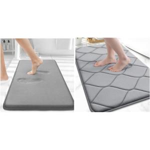 imageSmiry Memory Foam Bath Mat Set 30x20 and 30x20 Grey Super Soft Absorbent Bathroom Rugs Non Slip Bath Rug Runner for Shower Bathroom Floors Grey