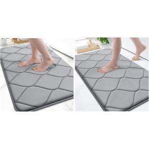 imageSmiry Memory Foam Bath Mat Set 30x20 and 36x24 Grey Super Soft Absorbent Bathroom Rugs Non Slip Bath Rug Runner for Shower Bathroom Floors Grey