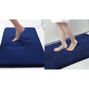 imageSmiry Memory Foam Bath Mat Set 30x20 and 36x24 Navy Blue Super Soft Absorbent Bathroom Rugs Non Slip Bath Rug Runner for Shower Bathroom Floors
