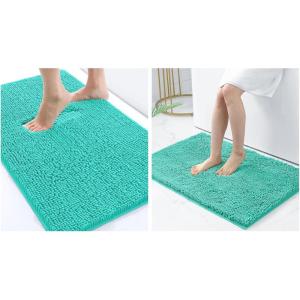 imagesmiry Luxury Chenille Bath Rug Set 2 Piece Extra Soft and Absorbent Shaggy Bathroom Mat Rugs Machine Washable NonSlip Plush Carpet Runner for Tub Shower and Bath Room24x1636x24Turquise