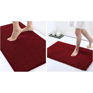 imagesmiry Luxury Chenille Bath Rug Set 2 Piece Extra Soft and Absorbent Shaggy Bathroom Mat Rugs Machine Washable NonSlip Plush Carpet Runner for Tub Shower and Bath Room24x1630x20Burgundy
