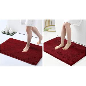imagesmiry Luxury Chenille Bath Rug Set 2 Piece Extra Soft and Absorbent Shaggy Bathroom Mat Rugs Machine Washable NonSlip Plush Carpet Runner for Tub Shower and Bath Room30x2036x24Burgundy