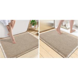 imageSmiry Bathroom Rugs Set 2 Piece36x24 Plus 30x20 Extra Soft Absorbent Bath Mats Non Slip Machine Washable Quick Dry Bath Rugs for Bathroom Floor Tub Shower BrownampCream