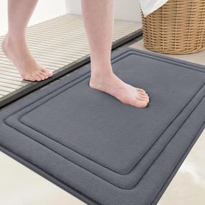imageSmiry Memory Foam Bath Mat 60 x 90 cm Extra Soft NonSlip Bathroom Rug Super Absorbent Quick Dry Thick Comfortable MachineWashable Floor Mat Dark GreyDark Grey