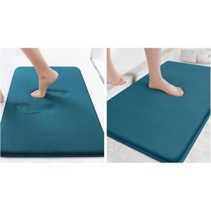 imageSmiry Memory Foam Bath Mat Set 24x16 30x20 Super Soft Absorbent Bathroom Rugs Non Slip Bath Rug Runner for Bathroom Floors Peacock Blue
