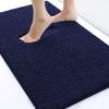 imagesmiry Luxury Chenille Bath Rug Set 2 Piece Extra Soft and Absorbent Shaggy Bathroom Mat Rugs Machine Washable NonSlip Plush Carpet Runner for Tub Shower and Bath Room24x1636x24Navy Blu