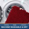 imageSmiry Chenille Bath Rug and Mats Set of 2Extra Soft and Absorbent Shaggy Bath Mat Machine Washable NonSlip Plush Carpet 24x 16UShaped 24 x20 Burgundy