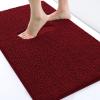 imageSmiry Chenille Bath Rug and Mats Set of 2Extra Soft and Absorbent Shaggy Bath Mat Machine Washable NonSlip Plush Carpet 24x 16UShaped 24 x20 Burgundy