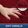 imageSmiry Chenille Bath Rug and Mats Set of 2Extra Soft and Absorbent Shaggy Bath Mat Machine Washable NonSlip Plush Carpet 24x 16UShaped 24 x20 Burgundy