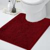 imageSmiry Chenille Bath Rug and Mats Set of 2Extra Soft and Absorbent Shaggy Bath Mat Machine Washable NonSlip Plush Carpet 24x 16UShaped 24 x20 Burgundy