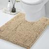 imageSmiry Chenille Bath Rug and Mats Set of 3 Non Slip Absorbent Shaggy Bath Rug for Tub Shower and Bath Room 24x 1636x 24UShaped 24 x20 Beige