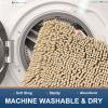 imageSmiry Chenille Bath Rug and Mats Set of 3 Non Slip Absorbent Shaggy Bath Rug for Tub Shower and Bath Room 24x 1636x 24UShaped 24 x20 Beige