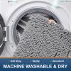 imageSmiry Chenille Bath Rug and Mats Set of 3 Non Slip Absorbent Shaggy Bath Rug for Tub Shower and Bath Room 30x 2036x 24UShaped 24 x20 Grey