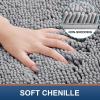 imageSmiry Chenille Bath Rug and Mats Set of 3 Non Slip Absorbent Shaggy Bath Rug for Tub Shower and Bath Room 30x 2036x 24UShaped 24 x20 Grey