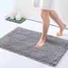 imageSmiry Chenille Bath Rug and Mats Set of 3 Non Slip Absorbent Shaggy Bath Rug for Tub Shower and Bath Room 30x 2036x 24UShaped 24 x20 Grey