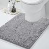 imageSmiry Chenille Bath Rug and Mats Set of 3 Non Slip Absorbent Shaggy Bath Rug for Tub Shower and Bath Room 30x 2036x 24UShaped 24 x20 Grey
