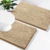 imageSmiry Chenille Bathroom Rugs 24x16 and UShaped Toilet Bath Rugs 24x2024x20 Extra Soft and Absorbent Shaggy Bath Mat Machine Washable NonSlip Plush Carpet Beige