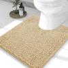 imageSmiry Chenille Bathroom Rugs 24x16 and UShaped Toilet Bath Rugs 24x2024x20 Extra Soft and Absorbent Shaggy Bath Mat Machine Washable NonSlip Plush Carpet Beige