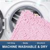 imageSmiry Luxury Chenille Bath Rug Set 2 Piece Extra Soft and Absorbent Shaggy Bathroom Mat Rugs Machine Washable NonSlip Plush Carpet Runner for Tub Shower and Bath Room24x1630x20Pink