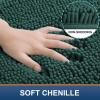 imageSmiry Luxury Chenille Bath Rug Set 2 Piece Extra Soft and Absorbent Shaggy Bathroom Mat Rugs Machine Washable NonSlip Plush Carpet Runner for Tub Shower and Bath Room24x1630x20Green