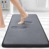 imageSmiry Product Image Memory Foam Bath Mat30x20Black and Dark Grey Extra Soft and Absorbent Bathroom Mats Non Slip Washable Carpet for Floor Shower and Tub