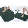 imageSmiry Luxury Chenille Bath Rug Set 2 Piece Extra Soft and Absorbent Shaggy Bathroom Mat Rugs Machine Washable NonSlip Plush Carpet Runner for Tub Shower and Bath Room24x1630x20Green