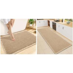 imageSmiry Bathroom Rugs Set 2 Piece47x17 Plus 30x20 Extra Soft Absorbent Bath Mats Non Slip Machine Washable Quick Dry Bath Rugs for Bathroom Floor Tub Shower Brown