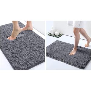 imageSmiry Chenille Bath Rug Set 2 Piece Extra Soft and Absorbent Shaggy Bathroom Mat Rugs Machine Washable NonSlip Plush Carpet Runner for Tub Shower and Bath Room24x1630x20Charcoal Grey