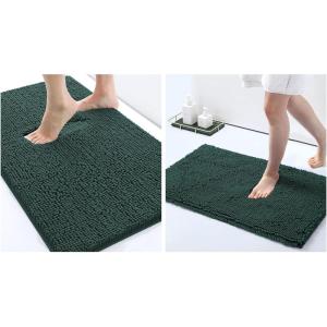 imageSmiry Luxury Chenille Bath Rug Set 2 Piece Extra Soft and Absorbent Shaggy Bathroom Mat Rugs Machine Washable NonSlip Plush Carpet Runner for Tub Shower and Bath Room24x1630x20Green