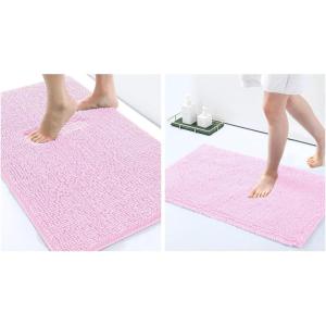 imageSmiry Luxury Chenille Bath Rug Set 2 Piece Extra Soft and Absorbent Shaggy Bathroom Mat Rugs Machine Washable NonSlip Plush Carpet Runner for Tub Shower and Bath Room24x1630x20Pink