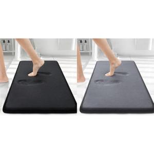 imageSmiry Product Image Memory Foam Bath Mat30x20Black and Dark Grey Extra Soft and Absorbent Bathroom Mats Non Slip Washable Carpet for Floor Shower and Tub